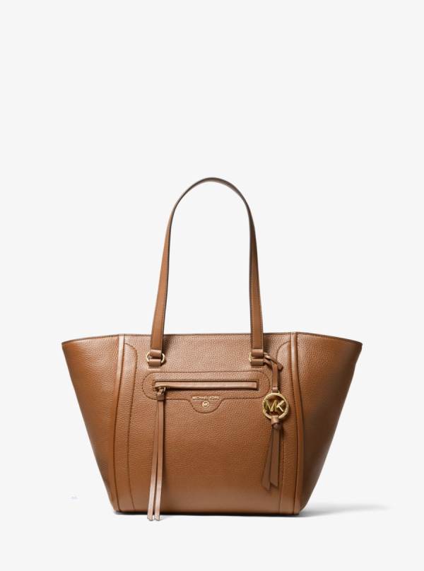Damske Prenosná Taška Michael Kors Carine Medium Pebbled Leather Hnede - Kabelky Michael Kors Slevy | IDCJO-7286